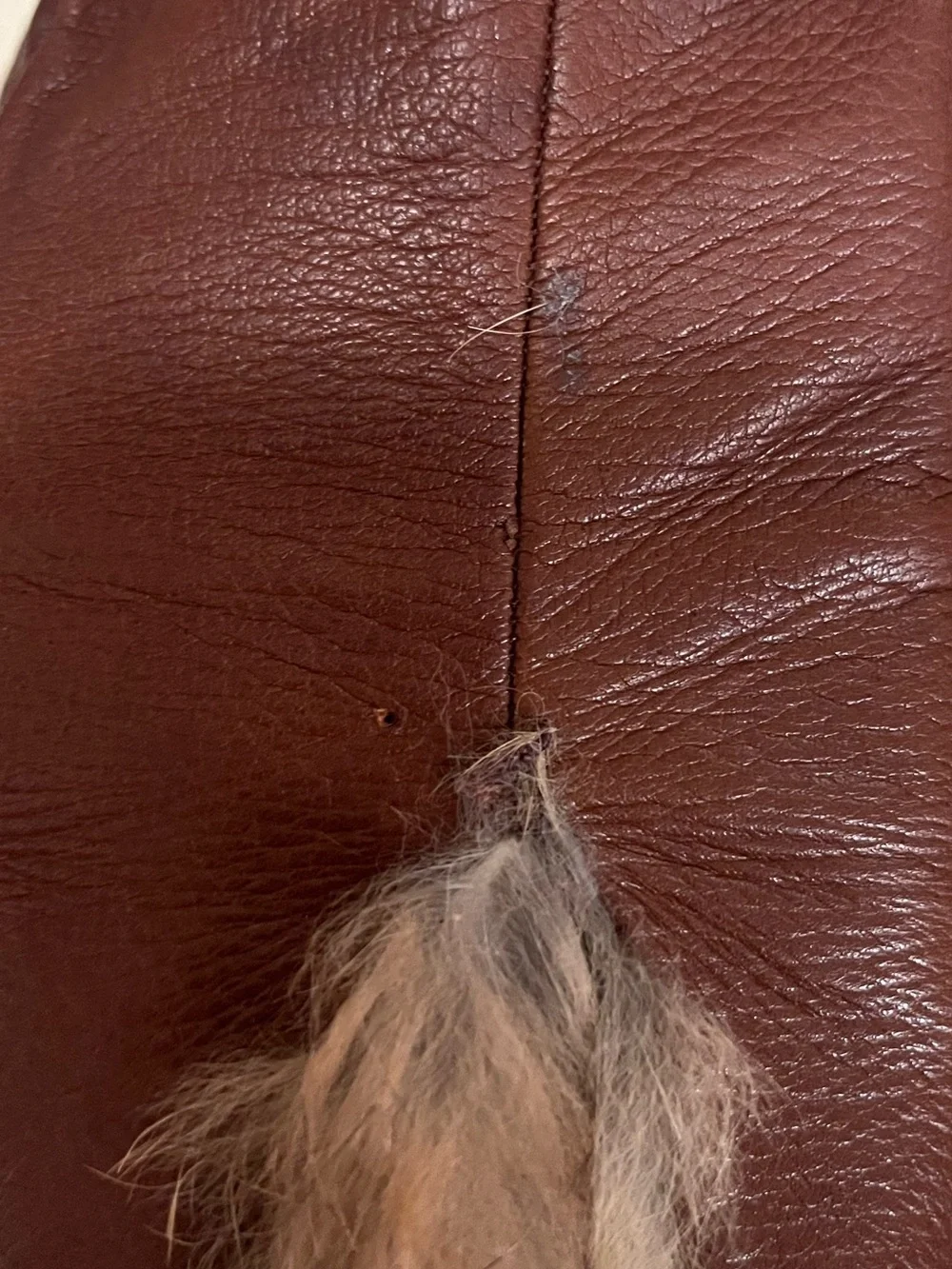 Vintage Brown Leather Gloves with Fur Trim - Women